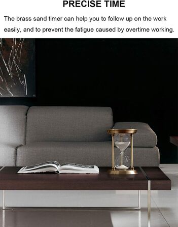 Пісочний годинник SuLiao для Uten, поворотний на 720, старовинний білий пісочний годинник, вінтажний пісочний годинник 1 Hora Reloj de Arena, великий метал, пісочне скло, офіс, письмовий стіл, дім, весільне оформлення (латунна рама, білий пісок, 30 хвилин