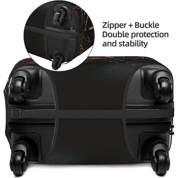 Чохол для валізи з принтом Барабанний ритм, еластичний, з прихованою блискавкою універсальний захист для подорожей та ділових поїздок, чорний, розмір S (для валіз 18-21 дюймів)