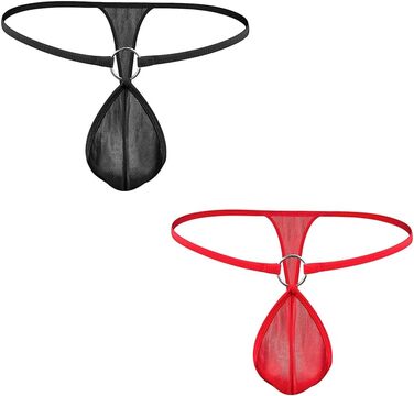 Стрінги чоловічі RSLOVE, сітка, еротичні, чорний/червоний, M–XL