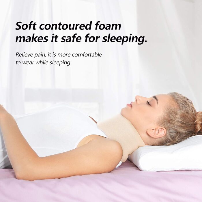 М&39який пінопластовий бандаж для шиї, універсальний бандаж для шиї, регульована підтримка шиї для сну полегшує біль у шиї (білий, глибина коміра 7,7 см, M) M (висота 7,7 см) білий