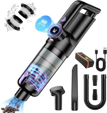 Акумуляторний ручний пилосос, 18000Pa USB акумуляторний портативний легкий міні-пилосос, 6000mAh автомобільний пилосос з 2 фільтра