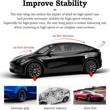 Автомобільний задній спойлер RSFIL для Tesla Model S 2016 2017 2018 2019 2020 2021 2022 2023, Автомобільний спойлер Крило автомобіля Багажник автомобіля Задній спойлер, Спойлер на краю даху, спойлер, спойлер Губа Аксесуари для модифікації автомобіля