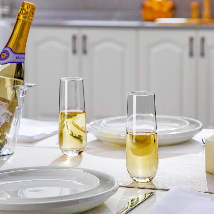 Набір келихів для шампанського Amisglass, 6 шт. , келихи для шампанського 300 мл, прозоре кришталеве скло, кришталево чиста чистот