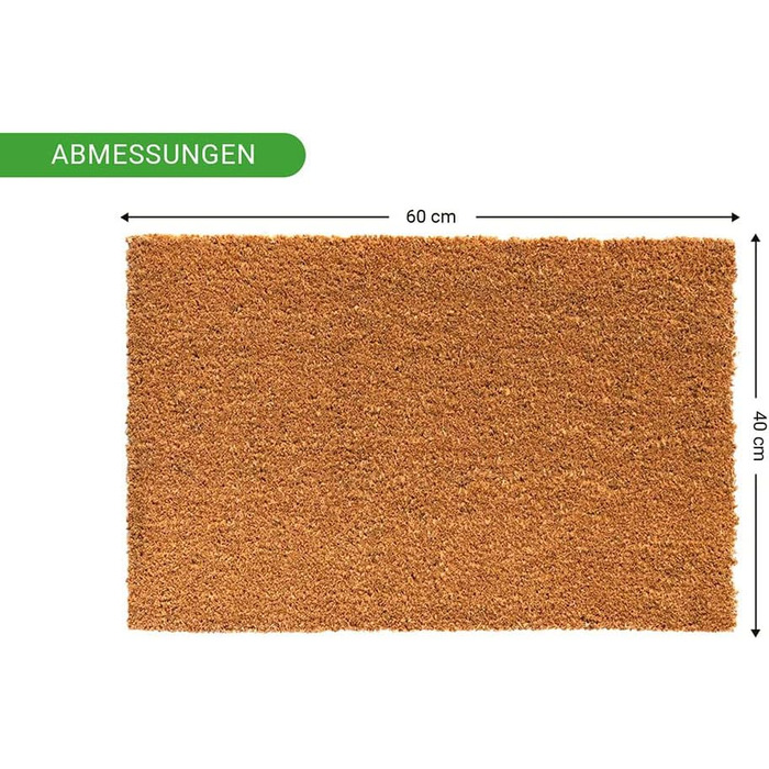 Кокосовий килимок 60x40x2,4 см Килимок для дверей з міцного кокосового волокна Килимок для вхідних дверей та зони входу Килимок для вловлювання бруду заввишки 2,4 см Килимок, що легко доглядається Килимок Nature, 40 x 60 см (прямокутний)
