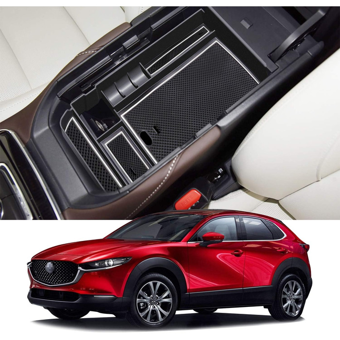 Сумісний з Mazda CX-30 Ящик для зберігання на центральній консолі, Органайзер CX-30 Лоток Центральний підлокітник Бардачок, Ящик для зберігання аксесуарів CX-30 (Білий)