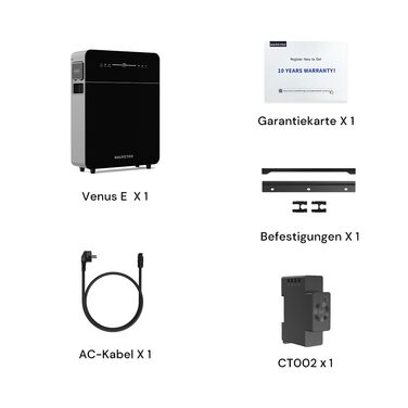 Балконна електростанція Marstek Venus E 3.0 з накопичувачем система накопичення енергії змінного струму з лічильником, 0 ПДВ, 5,12 кВтгод LFP, 2,5 кВт фотоелектричних панелей вхід/вихід, можливість розширення до 15,36 кВтгод, Plug&Play 5120 Втгод лічильни
