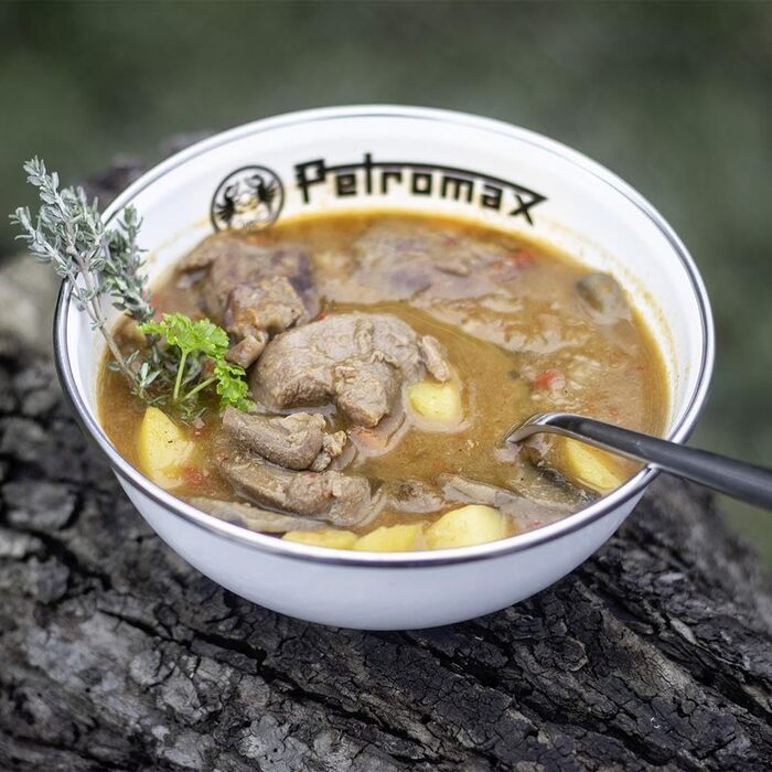 Емальовані миски Petromax, набір з 2 шт. , білі (1000 мл), легкі, міцні та ударостійкі, обідок з нержавіючої сталі для гігієни, стійкі до подряпин та легко миються, ідеально підходять для кемпінгу та використання на свіжому повітрі