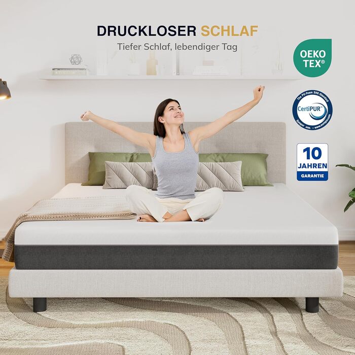 Матрац EGO Home 140x200 см Висота 18 см, середньої жорсткості Ергономічний 7-зонний високоякісний матрац з холодної піни для комфорту та підтримки спини Клімат-регулятор з чохлом, який можна прати Сертифікований Oeko-Tex H3 середньої жорсткості 18 сантиме