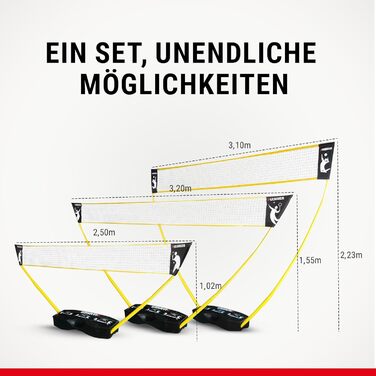Універсальний спортивний комплект HAMMER 3 в 1: Сітки для волейболу, бадмінтону та тенісу (З футляром-підставкою, для дітей та дорослих, легке складання)