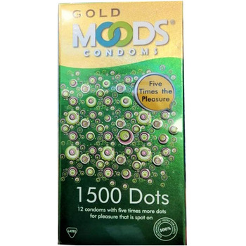 Презервативи MOODS GOLD 1500 Dots - 12 презервативів з 1500 крапками - відчуйте нові виміри задоволення та відчуття поколювання - ближче до оргазму з кожним поштовхом