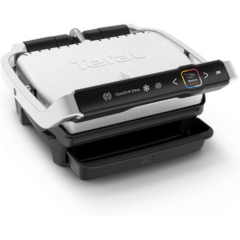 Контактний гриль Tefal OptiGrill Elite, 12 програм, Цифровий дисплей з індикатором рівня приготування, Знімні пластини, Електрогриль, Нержавіюча сталь, GC750D16