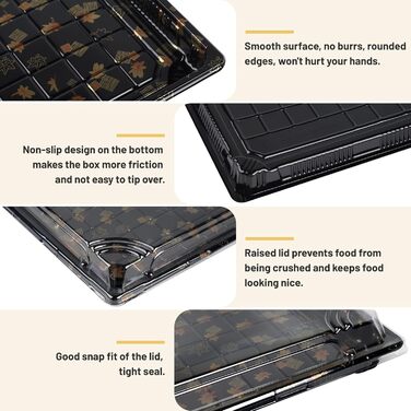 Багаторазових коробок для приготування їжі з кришками, 28 x 28 x 4,5 см, сервірувальні таці з кришками, коробки для їжі, багаторазові коробки для приготування їжі, для фуршетів, святкової їжі, суші, 28 x 28 x 4,5 см, 15