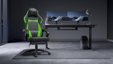 Ігрове крісло Dowinx, гоночне ігрове крісло, ергономічне ігрове крісло з поперековою опорою, ігрове крісло зі штучної шкіри 150 кг, зелене