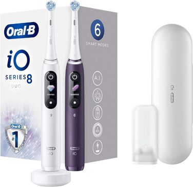 Набір Oral-B з 2 електричних зубних щіток iO 8, білий/фіолетовий, 2 шт. и білий і фіолетовий