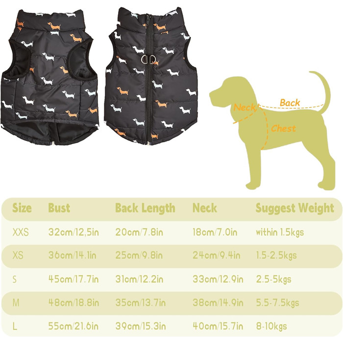 Пальто для собак, зимова куртка для собак, тепле пальто для маленьких собак, вітрозахисний жилет для собак з отвором для шлейки, злегка водонепроникний, різдвяна куртка для чихуахуа та такс, чорна, MM Black