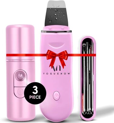 Ультразвуковий скраб для обличчя Skin Scrubber (набір з 3 шт.) - Засіб для глибокого очищення вугрів з розпилювачем для обличчя та набором інструментів для екстракції - Ультразвуковий пілінг шкіри з екстрактором пор