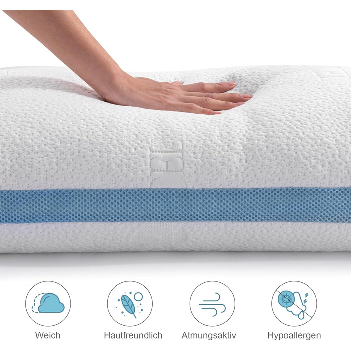 Подушка 40x80 см (2 шт.), Регульована по висоті подушка для сну, Подушка з піни з ефектом пам&39яті, Пральна подушка для ліжка, Постільна подушка з регульованим наповнювачем, на блискавці 2 40 x 80 см