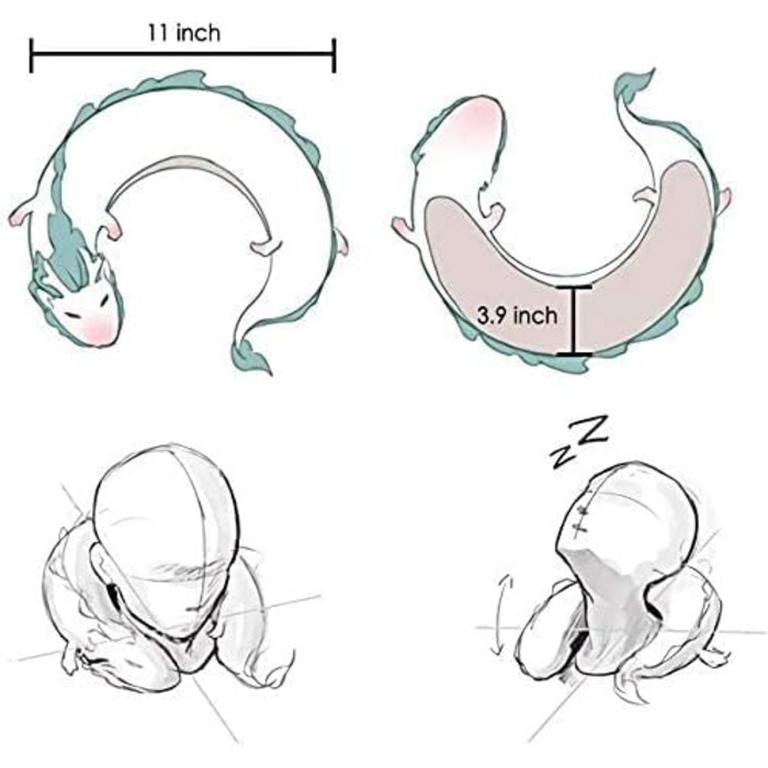 Милий маленький білий дракон, подушка для шиї з японської анімації Чіхіро