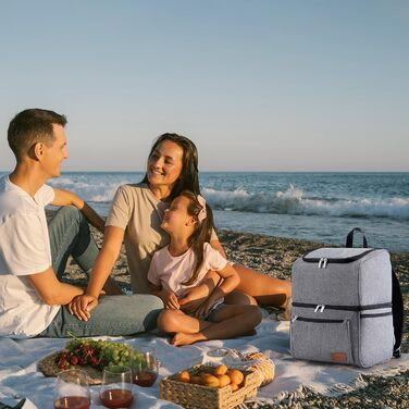 Ізольована сумка-холодильник Lifewit 21L 30 Can, термосумка для обіду, рюкзак-холодильник, герметична двоповерхова сумка-холодильник для чоловіків, жінок, мам для обіду, пікніка, покупок, подорожей, сіра