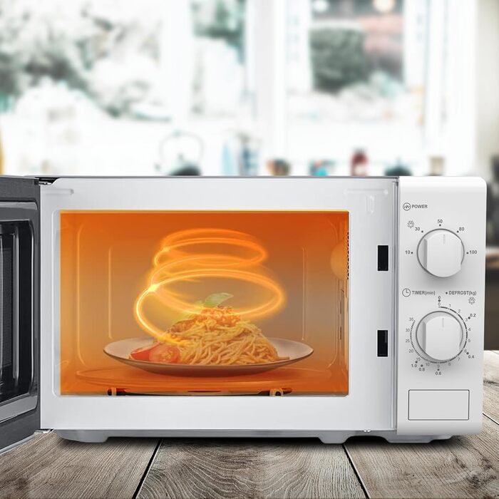 Мікрохвильова піч Solo, варильна камера 20 л, 5 рівнів потужності, компактна мікрохвильова піч, білий, з таймером, механічний
