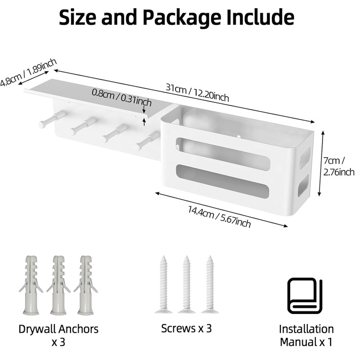 Ключниця з полицею, металева ключниця настінна з 5 гачками для ключів біла настінний органайзер для пошти ключниця для зберігання