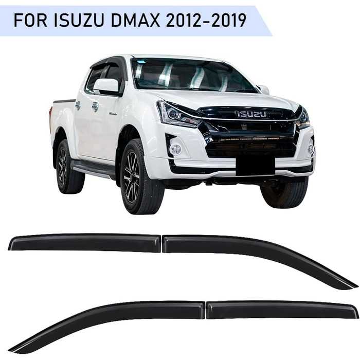 Вітровий дефлектор JHCHAN для Isuzu D-MAX 2012-2019 V-CROSS LSE LS L Double Cab, дефлектори димового чорного вітру 4 шт. и