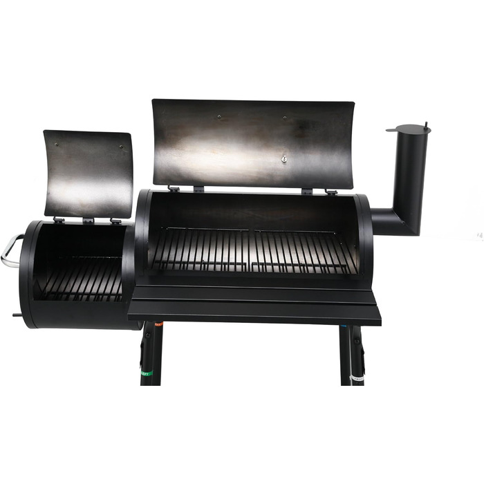 Гриль-коптильня Tepro BBQ Smoker Wichita, 2 камери для приготування, з колесами та термометром у кришці, чорний, розміри прибл. 112 x 63 x 116,5 см