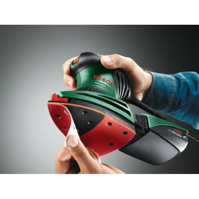 Багатофункціональна шліфувальна машина Bosch PSM 160 A, 3 шліфувальні листи, коробка (160 Вт, частота обертання 24 000 хв-1, колив