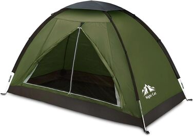 Намет кемпінговий прямокутний 1-місний Night Cat Quick Tent – 4-сезонний, водостійкість 3000 мм, легкий, темно-зелений
