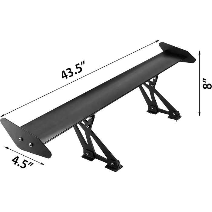 Спойлер 110 см Універсальний легкий алюмінієвий задній спойлер Регульований Ангел Однопалубний Гоночний Спойлер BGW Drift JDM Drift Black 43,3 дюйма Універсальне крило GT