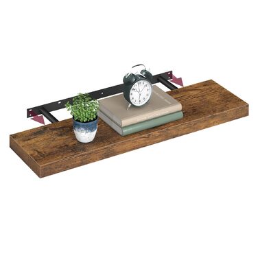 Настінна полиця VASAGLE, Плаваюча полиця, 20 x 80 x 3,8 см, Настінна полиця для рамок для картин, Декор, для вітальні, кабінету, кухні, Рустикальний коричневий LWS28BX Комплект з 1 предмета (80B см) Вінтажний коричневий