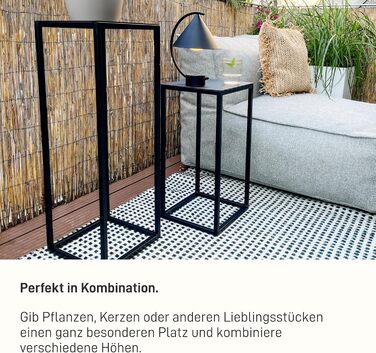 Підставка для квітів Natural Goods Berlin Металева підставка для квітів Чорна 50 см - Квадратна декоративна підставка для рослин - Стійка до погодних умов, стабільна та проста в догляді вулична підставка для квітів - Ідеально підходить як підставка для кв