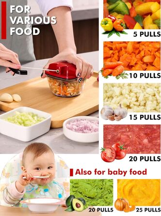 Подрібнювач цибулі Geedel, подрібнювач цибулі зі шківом, ручний подрібнювач овочів з лезами з нержавіючої сталі, мультиподрібнювач