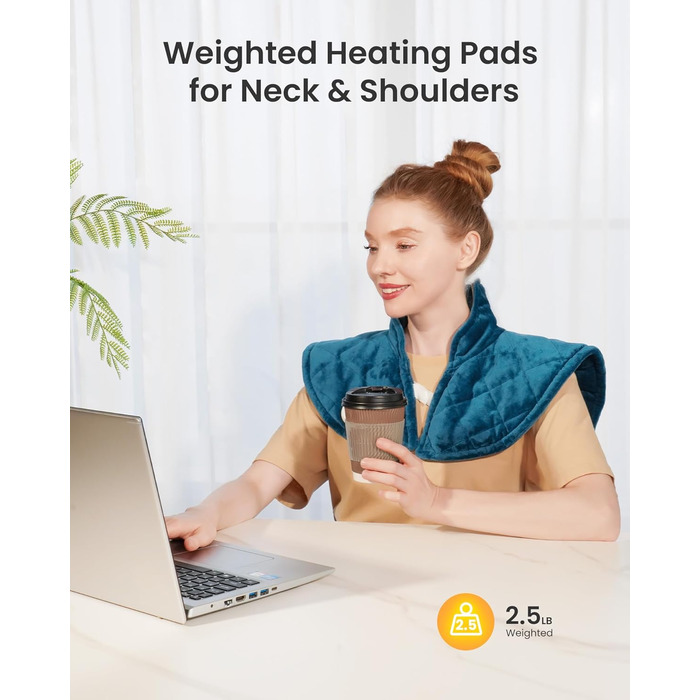 Грілка для шиї та плечей вагою 1170 г 5 режимів нагріву, 4 таймери, автоматичне вимкнення ідеально підходить для знеболення та як подарунок для жінок, чоловіків, мам і тат 19 дюймів * 22 дюйми