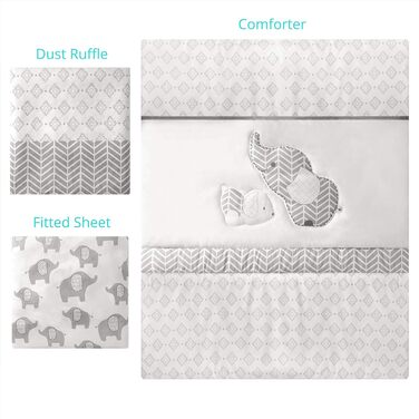 Комплект дитячої постільної білизни La Premura для хлопчиків, сірі слоники та цуценята, стандартний розмір, 3 предмети, сіра пості