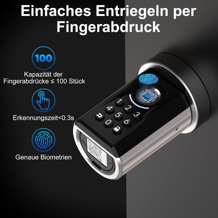 Дверний замок з паролем WELOCK ToucA51, електронний замок із кодом PIN-коду з відбитком пальця з програмою, паролем, RFID-карткою та WIFI (потрібен WIFIBOX), підходить для дверей 30-70 мм