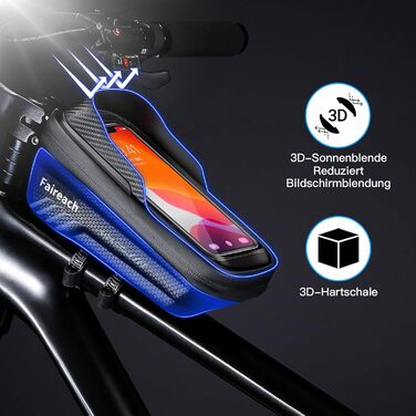 Сумка для велосипедної рами з 3D-сонцезахисним козирком, водонепроникний тримач для мобільного телефону