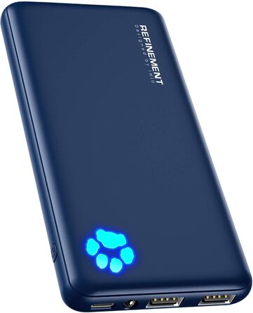 Найтонший і найлегший зовнішній акумулятор USB C 10000 мАг, ТРИ виходи 3A для мобільного телефону Power Bank з ліхтариком для iPho