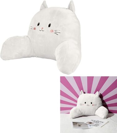 Ергономічна подушка для читання Kawaii кремового кольору, Чарівний дизайн, Оптимальний комфорт для відпочинку та дозвілля, Розмір 60 x 35 см, Колір кремовий, 0331