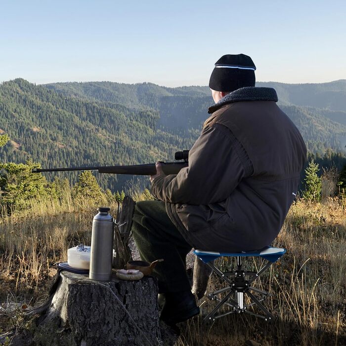 Складаний стілець COSTWAY, обертовий на 360 кемпінговий стілець, складний стілець з ніжками, що запобігають прогинанню, та сумкою для перенесення, портативний кемпінговий стілець, вантажопідйомність до 150 кг, рибальський стілець для кемпінгу, полювання, 