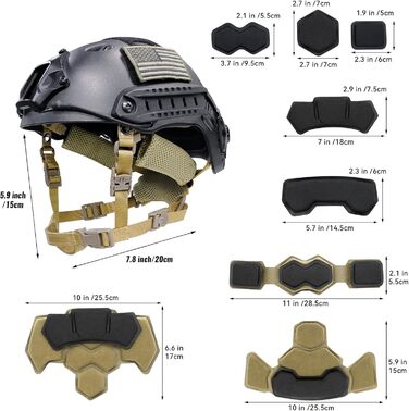 Тактичні накладки на шолом та регульований ремінець для підборіддя шолома для Tactical Fast Me ACH Bump FMA EXF Запасний комплект аксесуарів кольору хакі