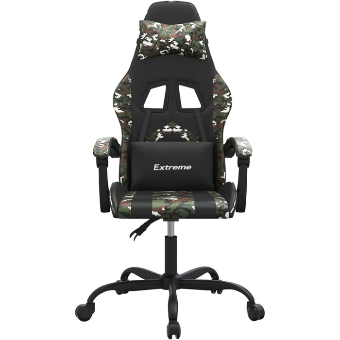 Геймерське крісло з функцією відкидання, штучна шкіра чорного/камуфляжного кольору, 57,5x59,5x121-131 см, для ігрового досвіду Модель 3143901