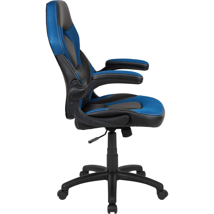 Ігрове крісло Flash Furniture X10, ергономічне офісне крісло для ПК та ігрових систем, регульоване ігрове крісло зі спинкою, LeatherSoft, синьо-чорне