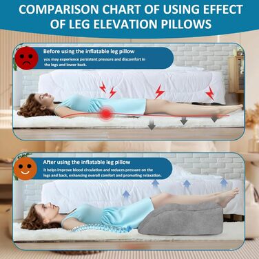 Надувна подушка для ніг Підніміть ноги для кращого кровообігу, портативна надувна подушка для ніг, маска для сну, що блокує світло, для офісу та дому (сіра)