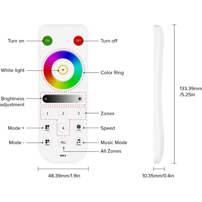 В 1 Світлодіодний контролер Bluetooth 2.4 ГГц, сумісний з WS2812B SK6812 WS2811 FCOB CCT 5050RGB/RGBW світлодіодна стрічка з сенсорною панеллю 2.4G/2.4G радіочастотним пультом дистанційного керування/додатком Музичний режим Kontrol (RB3 RGB/RGBW), 12