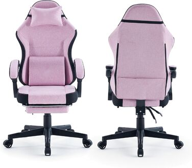 Ігровий стільчик з підставкою для ніг - м&39які підлокітники - регульована висота - рожевий