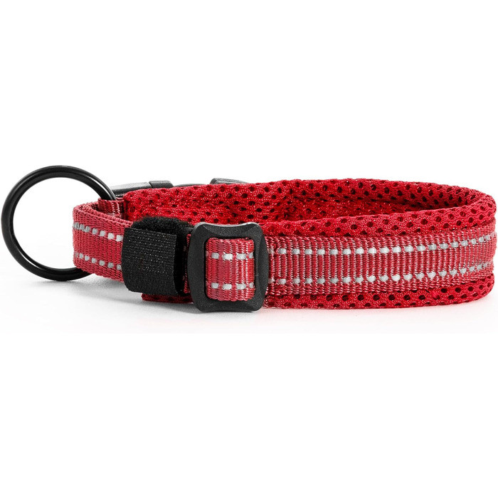 Нашийник для собак Ande міцний нейлоновий світловідбиваючі елементи пластикова застібка колір червоний розмір XS 1,5 см обхват 30-35 см червоний XS - 1,5 смОбхват 30-35 см