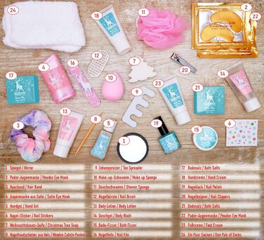 Різдвяний календар краси BRUBAKER Cosmetics 2025 - XXL різдвяний календар здоров&39я для жінок та дівчат - 24 засоби догляду за тілом та спа-аксесуари - м&39ятно-блакитний