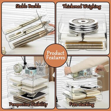 Рівневий штабельований прозорий лоток для документів формату А4, лоток для паперу/документів XingyLi з акрилу PET, органайзер для столу, лоток для листів, відділення для зберігання книг, журналів та папок, 2-