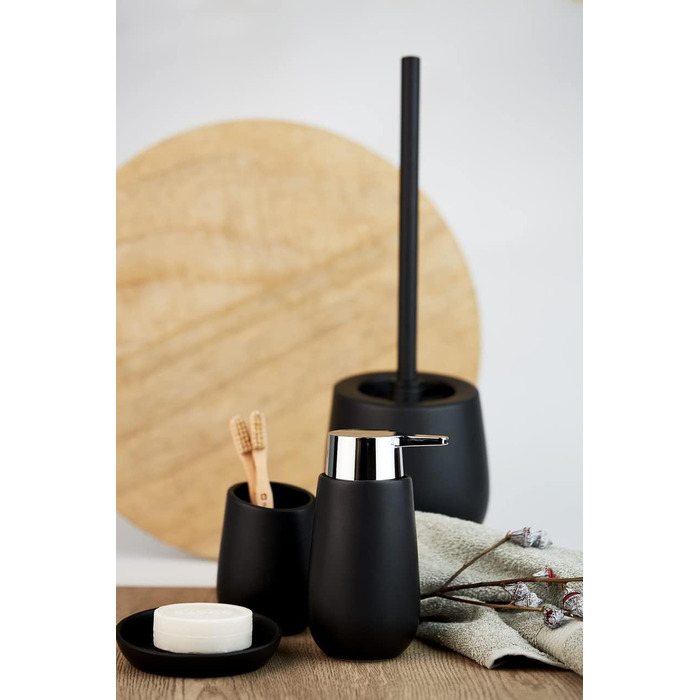 Мильниця WENKO Mod. Badi Black, високоякісна кераміка з матовою поверхнею, мильниця простої, однотонної форми чорна 3 x 11,5 x 11,